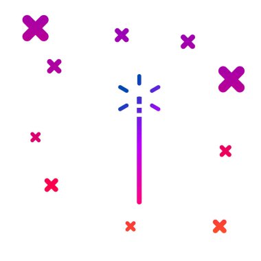 Beyaz arka planda yalıtılmış Renk Magic değnek simgesi. Yıldız şekli sihirli aksesuar. Sihirli güç. Gradyan rasgele dinamik şekiller. Vektör İllüstrasyonu