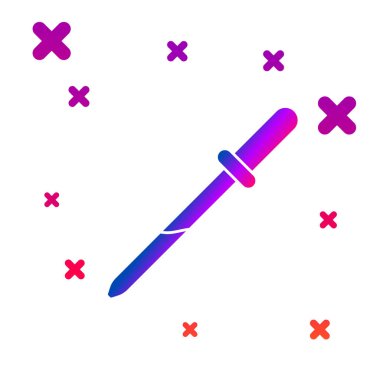 Renkli Pipette simgesi beyaz arkaplanda izole edildi. Tıbbi elementler, kimya laboratuarı ekipmanları. Tıp sembolü. Kademeli rastgele dinamik şekiller. Vektör İllüstrasyonu