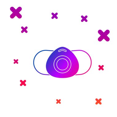 Beyaz arka planda izole edilmiş renkli tıbbi maske simgesi. Kademeli rastgele dinamik şekiller. Vektör İllüstrasyonu