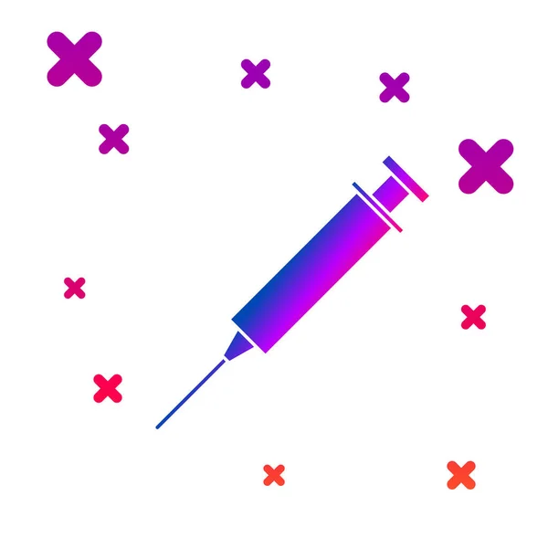 白色背景上隔离的颜色注射器图标 用于疫苗 疫苗接种 注射流感疫苗的注射器 医疗设备 渐变随机动态形状 矢量插图 — 图库矢量图片