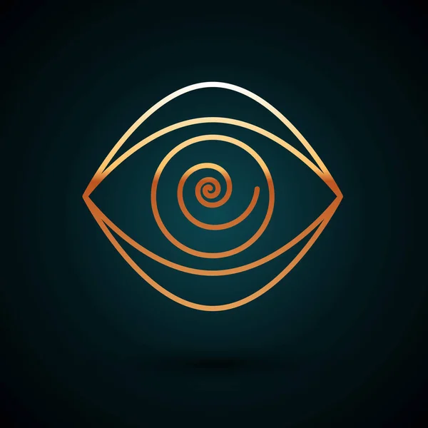 Zlatá Čára Hypnóza Ikona Izolované Tmavomodrém Pozadí Lidské Oko Spirální — Stockový vektor