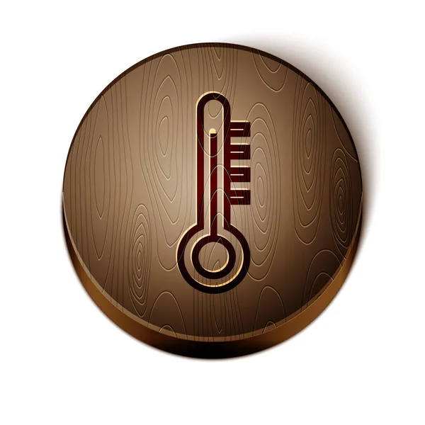 Bruine Lijn Meteorologie Thermometer Meten Pictogram Geïsoleerd Witte Achtergrond Thermometer — Stockvector