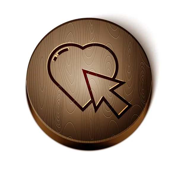 Brown Line Heart Cursor Click Icon Isolated White Background Онлайн — стоковий вектор