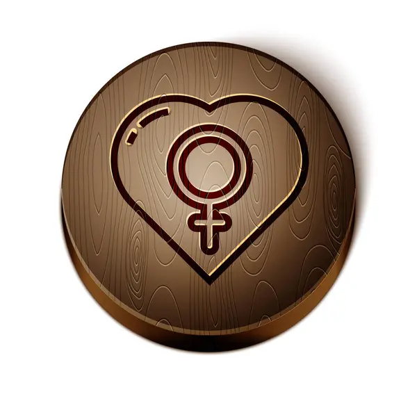 Braune Linie Weibliches Geschlecht Herzsymbol Isoliert Auf Weißem Hintergrund Venus — Stockvektor