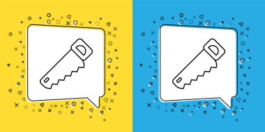 El çizgisi simgesi sarı ve mavi arkaplanda izole edildi. Vektör İllüstrasyonu