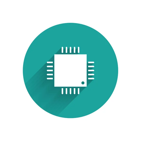 Processeur Ordinateur Blanc Avec Icône Processeur Microcircuits Isolé Avec Une — Image vectorielle