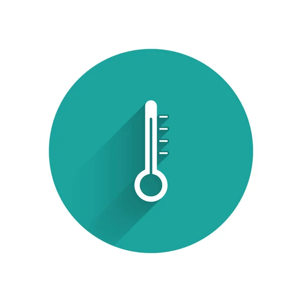 Thermomètre Météorologique Blanc Mesurant Icône Isolée Avec Une Ombre Longue — Image vectorielle