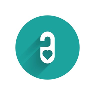 Beyaz lütfen uzun gölgeli kalp ikonu ile rahatsız etmeyin. 8 Mart. Uluslararası Mutlu Kadınlar Günü. Yeşil daire düğmesi. Vektör İllüstrasyonu