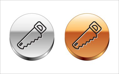 Siyah çizgili El beyaz arkaplanda izole edilmiş bir simge gördü. Gümüş-altın halka düğmesi. Vektör İllüstrasyonu