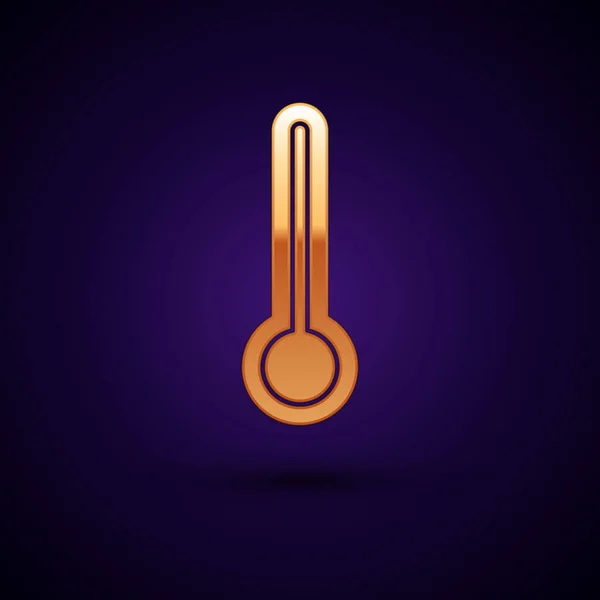 Gold Medical Thermometer Medical Examination Icon Isolated Black Background Vector — Stock Vector