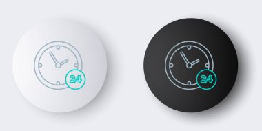 Çizgi Saat 24 saat simgesi gri arkaplanda izole edildi. Tüm gün döngü simgesi. 24 saat hizmet sembolü. Renkli taslak konsepti. Vektör