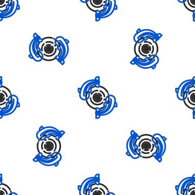 Line Fish simgesi beyaz arkaplanda izole edilmiş kusursuz desen. Renkli taslak konsepti. Vektör