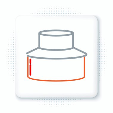 Beyaz arka planda izole edilmiş şapka ikonuna sahip çizgi arıcısı. Özel koruyucu üniforma. Renkli taslak konsepti. Vektör