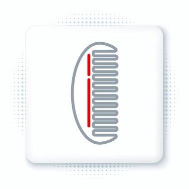 Beyaz arkaplanda çizgi saç fırçası simgesi izole edildi. Taraklı saç işareti. Berber sembolü. Renkli taslak konsepti. Vektör