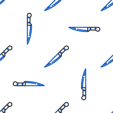 Çizgi Bıçak simgesi beyaz arkaplandaki kusursuz deseni izole etti. Çatal bıçak sembolü. Renkli taslak konsepti. Vektör
