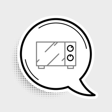 Mikrodalga fırın ikonu gri arkaplanda izole edildi. Ev aletleri simgesi. Renkli taslak konsepti. Vektör