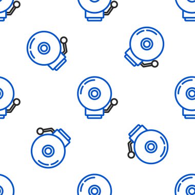 Hat çalan alarm simgesi beyaz arkaplanda izole edilmiş kusursuz desen. Alarm sembolü, servis zili, el zili işareti, uyarı sembolü. Renkli taslak konsepti. Vektör