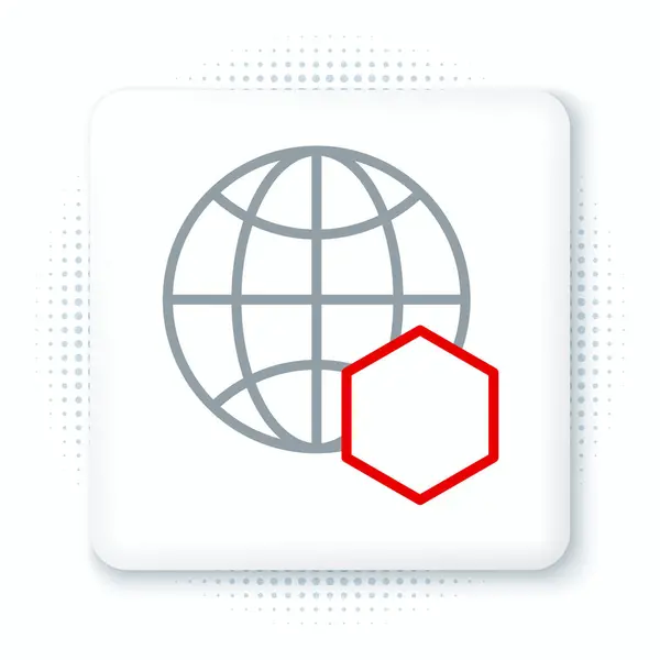 Γραμμή Honeycomb Χάρτη Του Κόσμου Εικονίδιο Απομονώνονται Λευκό Φόντο Παγκόσμια — Διανυσματικό Αρχείο