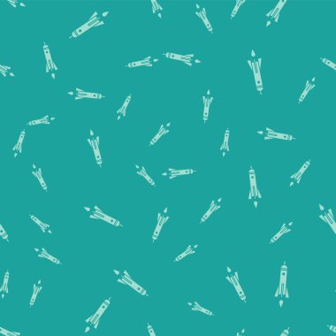 Yeşil arka plan üzerinde izole yangın simgesi ile Yeşil Roket gemi. Uzay yolculuğu. Vektör İllüstrasyonu