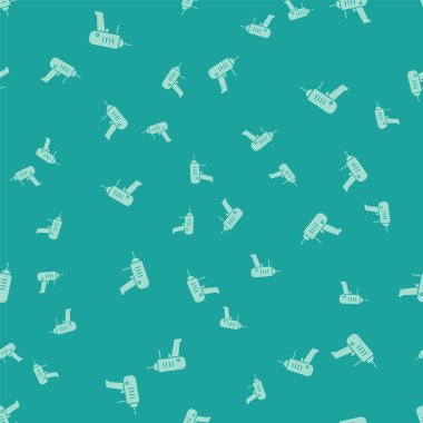 Yeşil Elektrikli sondaj makinesi simgesi yeşil arkaplandaki kusursuz deseni izole etti. Tamir aleti. Vektör İllüstrasyonu