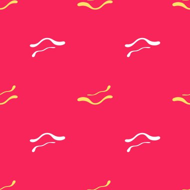 Sarı Ebola virüsü ikonu kırmızı arka planda izole edilmiş. Vektör İllüstrasyonu