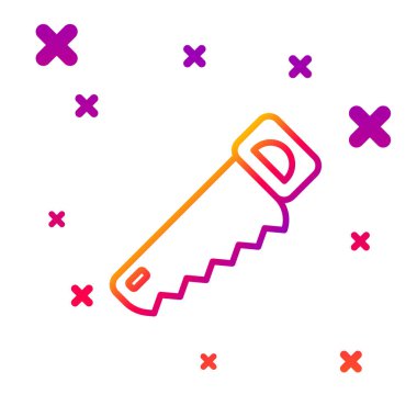 Renk çizgisi El beyaz arkaplanda izole edilmiş bir simge gördü. Kademeli rastgele dinamik şekiller. Vektör İllüstrasyonu