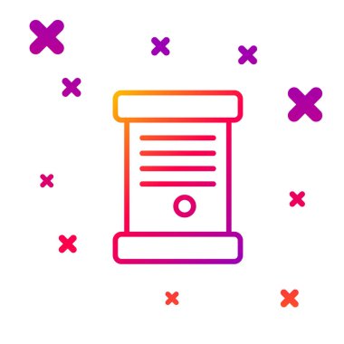 Renk çizgisi KHK, kağıt, parşömen, kaydırma simgesi beyaz arkaplanda izole. Kademeli rastgele dinamik şekiller. Vektör İllüstrasyonu