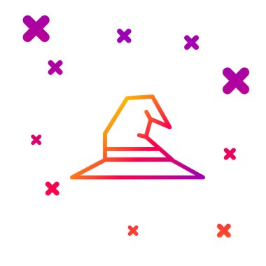 Beyaz arkaplanda renk çizgisi cadı şapkası simgesi izole edildi. Mutlu Cadılar Bayramı Partisi. Kademeli rastgele dinamik şekiller. Vektör İllüstrasyonu