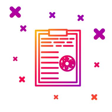 Renkli tıbbi pano. Beyaz arka planda kan testi sonuçları ikonu var. Klinik kayıtları, tıbbi kontrol raporları. Kademeli rastgele dinamik şekiller. Vektör İllüstrasyonu