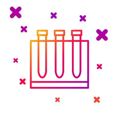 Renk çizgisi kan testi ve virüs molekülü koronavirüs ikonu beyaz arka planda izole edildi. Coronavirus, COVID-19. 2019-NCoV. Kademeli rastgele dinamik şekiller. Vektör İllüstrasyonu