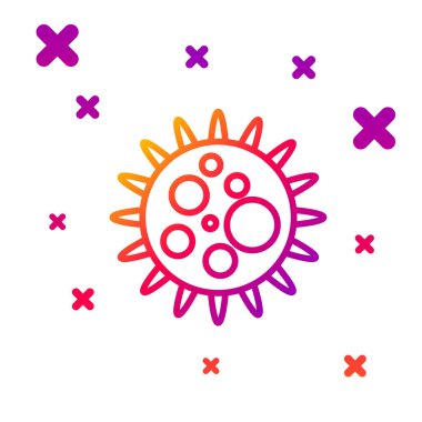 Beyaz arkaplanda renk çizgisi Virüs simgesi izole edildi. Corona virüsü 2019-nCoV. Bakteri ve mikroplar, hücre kanseri, mikrop, mantar. Kademeli rastgele dinamik şekiller. Vektör İllüstrasyonu