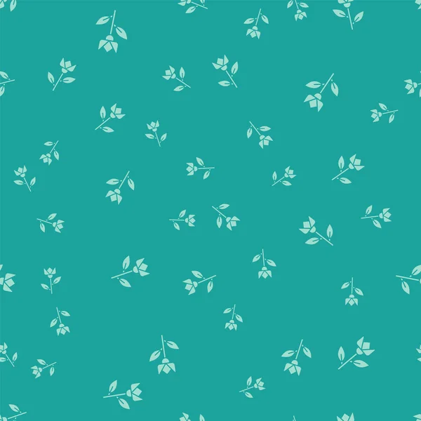 Green Flower tulip icon isolated seamless pattern on green background.  Vector Illustration