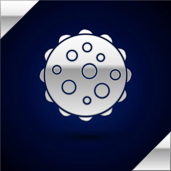 Icono Del Virus Plata Aislado Sobre Fondo Azul Oscuro Virus — Vector de stock