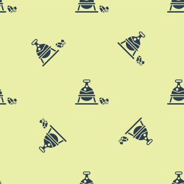 Mavi Cadı Kazanı ve sihirli taş ikonu sarı arka planda izole edilmiş pürüzsüz desen. Vektör İllüstrasyonu