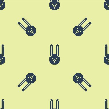 Kulak ikonlu Mavi Tavşan sarı arka planda izole edilmiş pürüzsüz desen. Sihir numarası. Gizemli eğlence konsepti. Vektör İllüstrasyonu