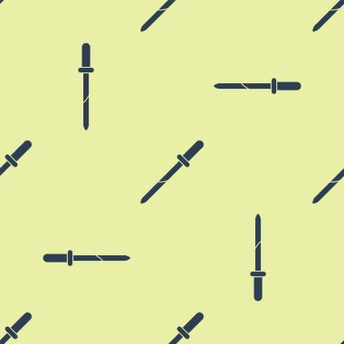 Mavi Pipette simgesi sarı arkaplanda izole edilmiş pürüzsüz desen. Tıbbi elementler, kimya laboratuarı ekipmanları. Tıp sembolü. Vektör İllüstrasyonu