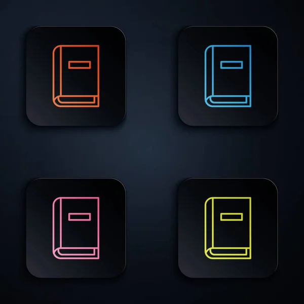 Color Neon Line User Manual Icon Isolated Black Background User — 스톡 벡터