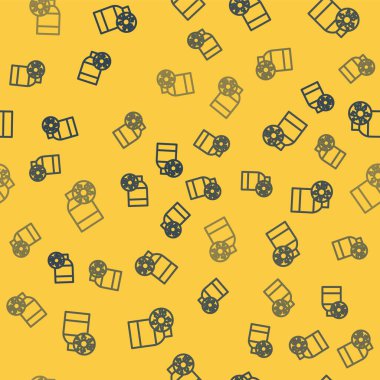 Virüs ve bakteri ikonlu mavi çizgi sarı arka planda izole edilmiş. Analiz mikroorganizma, araştırma, tanı. Vektör İllüstrasyonu