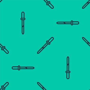 Mavi çizgi Pipette simgesi yeşil arka planda kusursuz desen izole etti. Tıbbi elementler, kimya laboratuarı ekipmanları. Tıp sembolü. Vektör İllüstrasyonu