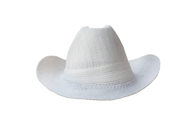 Sombreros de vaquero blanco tejido sobre un fondo blanco — Foto de Stock