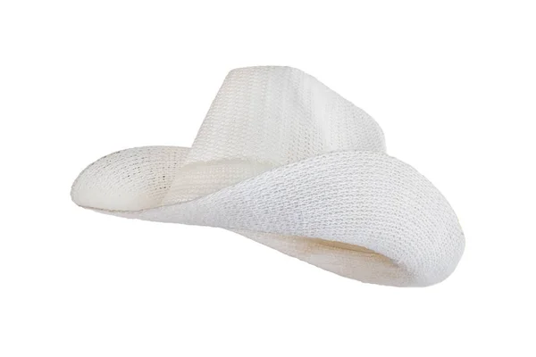 Fehér cowboy szőtt kalapok egy fehér háttér Stock Fotó