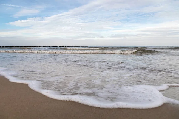 Stranden Vid Warnemuende Vacker Vinterdag — Stockfoto