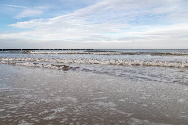 Strand Warnemünde Einem Schönen Wintertag — Stockfoto