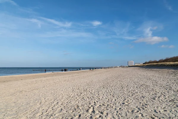 Stranden Vid Warnemuende Vacker Solig Vinterdag — Stockfoto