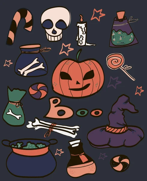 Vector set of Halloween design elements . — Stock Vector