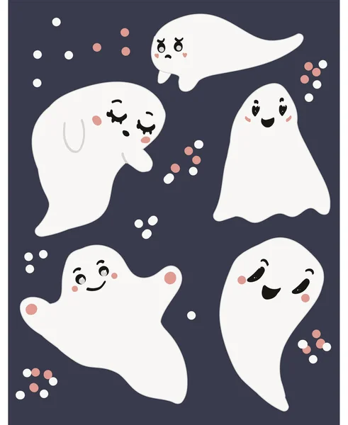 Conjunto de fantasmas de Halloween para el diseño — Archivo Imágenes Vectoriales