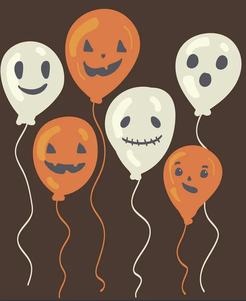 Halloween. Balloons with faces — Stock Vector