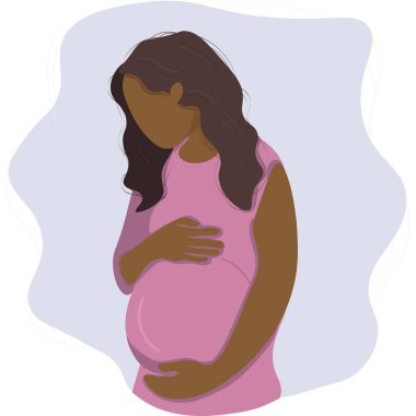 hamile siyah kadın modern düz tasarım çizimi