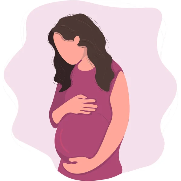 Donna incinta moderno disegno piatto illustrazione — Vettoriale Stock
