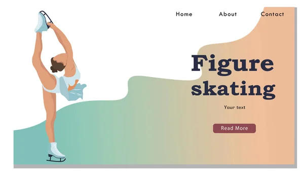 2008 년 12 월 1 일에 확인 함 . winter sport figure iceskating activity website landing page. 스케이트 프로그램으로 아이스 링크 위에서 공연하는 스포츠 여성. — 스톡 벡터